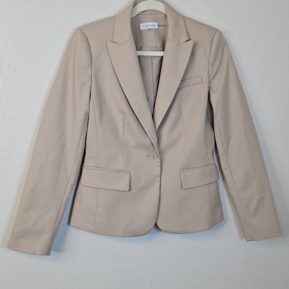 Calvin Klein Beige Blazer Women’s Size 4 - Picture 1 of 14